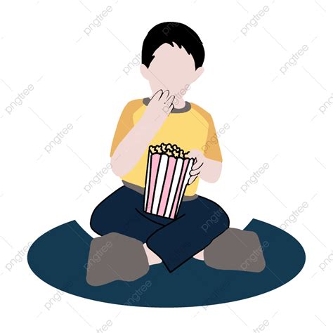 Eat Popcorn White Transparent Boy Eating Popcorn Png Popcorn Boy