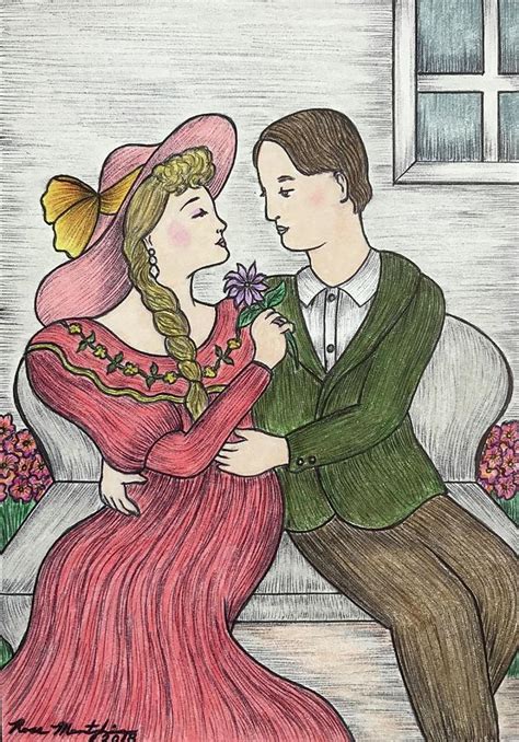 Victorian Lovers Drawing By Rose Manteghian Fine Art America