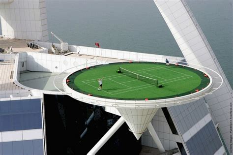 Worlds Highest Tennis Court Green Roof Built Atop The Burj Al Arab In
