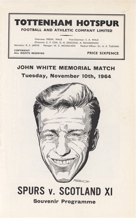 Tottenham Hotspur V Scotland Xi 1964 65 John White Memorial Match