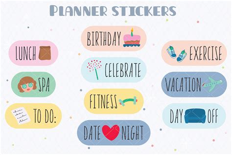 Planner Stickers DIY Digital Printable Tabs Organizer Icons By