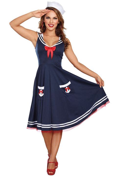 Details About Brand New Retro Pinup Sailor Women All Aboard Plus Size Costume Plus Size
