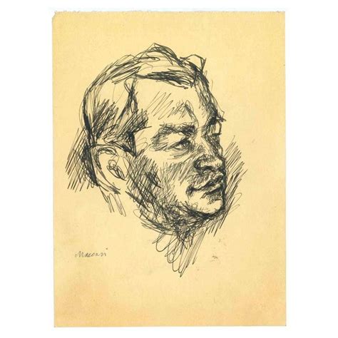 Mino Maccari The Portrait Of A Man Original Drawing 1950s In 2022