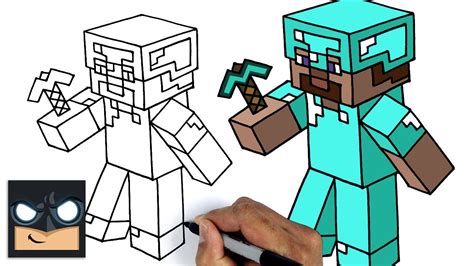 Cómo Dibujar Minecraft Steve Diamond Armadura Diamante