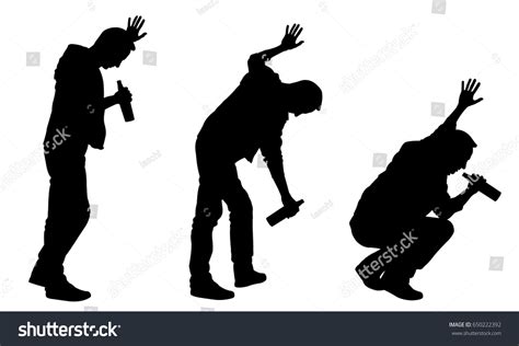 Silhouettes Drunk Men Leaning On Wall Stock Vector Royalty Free