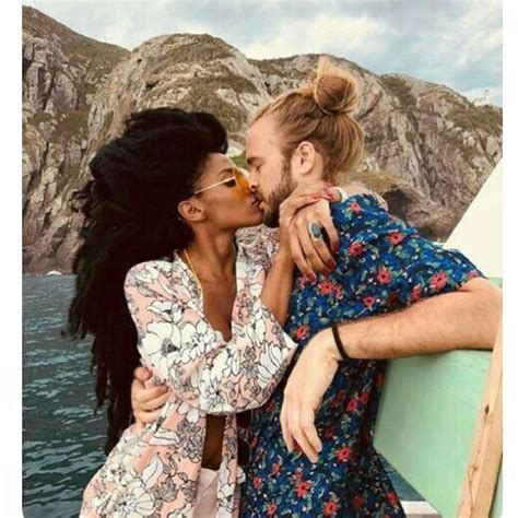Beautiful Interracial Couple Sharing A Kiss In Paradise Love Wmbw