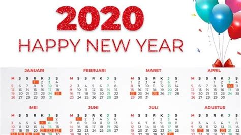 Selamat Tahun Baru 2020 Berikut Daftar Tanggal Merah Libur Nasional