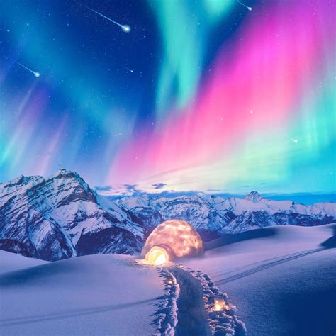 Snow Winter Iceland Aurora Northern Lights Hd Nature 4k