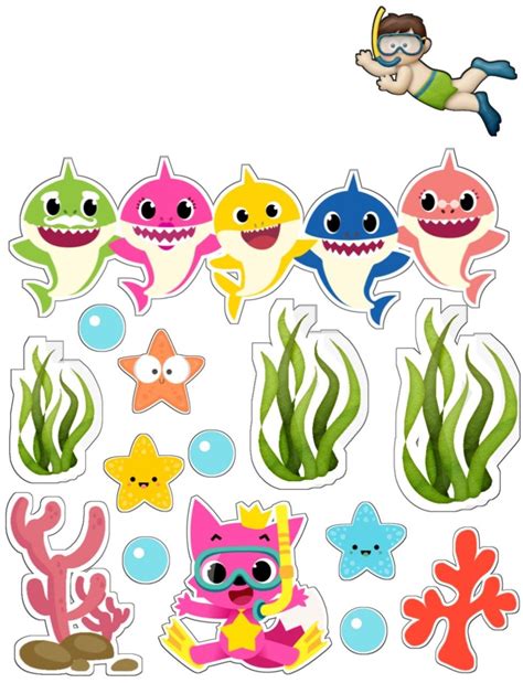 Baby Shark Under The Sea Free Printable Cake Toppers Oh My Baby