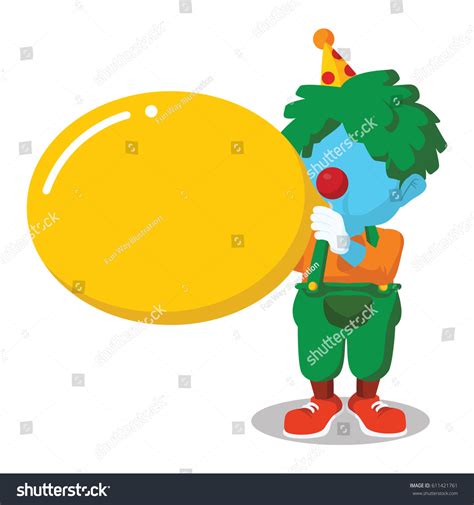 Blue Clown Blowing Big Balloon Stock Vector Royalty Free 611421761 Shutterstock