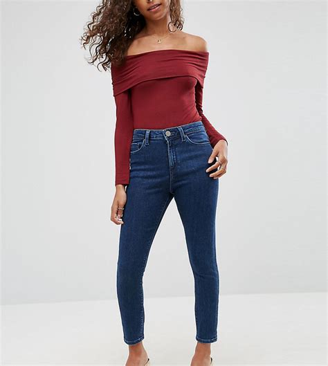 ASOS Petite PETITE RIDLEY High Waist Skinny Jeans In Clemence Wash