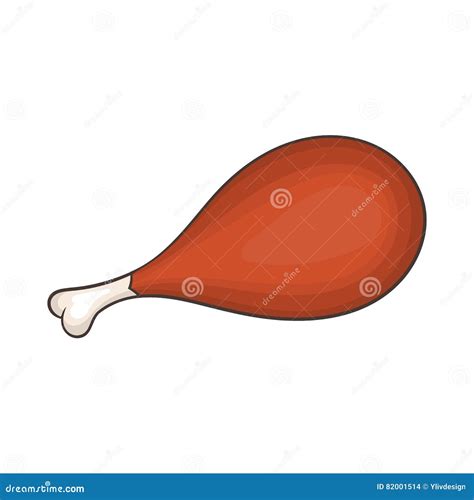 Grilled Chicken Leg On Bone Icon Cartoon Style Stock Vector