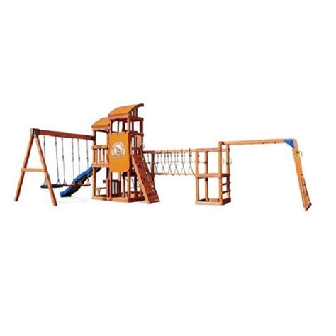 Wooden Playground Swing Set Backyard Outdoor Slide Monkey Bar Playset