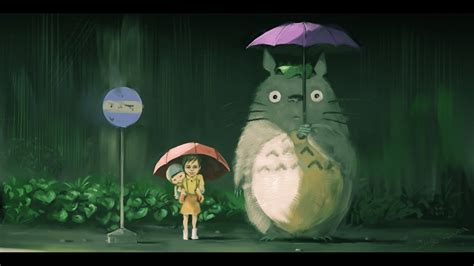 My Neighbor Totoro Bus Stop Scene Digital Drawing Youtube