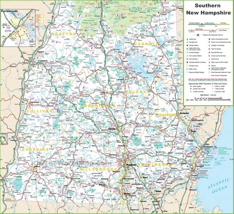 Map Of Southern New Hampshire Printable Road Map Of New