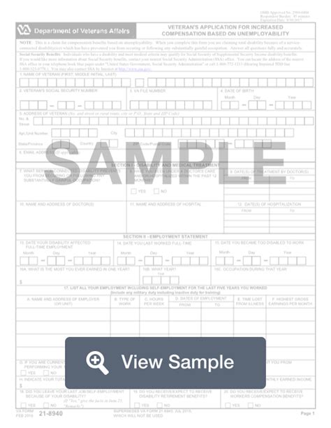 Fillable Va Form 21 8940 Printable Pdf Sample Formswift