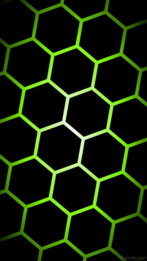 Wallpaper Glow Hexagon Black White Green Gradient Lawn Green Ffffff