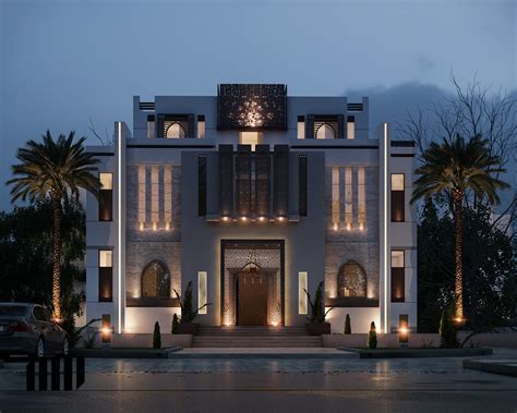 The islamic ornaments used in this modern arabic villa architectural design in ta'if, saudi arabia richly embellish the building's facade and accentuate its sense of identity, along with the horseshoe windows with black frames. Islamic Villa _ UAE on Behance | Modern architecture ...