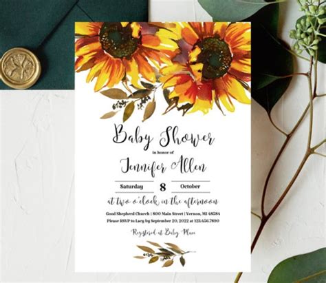 Sunflower Baby Shower Invitation