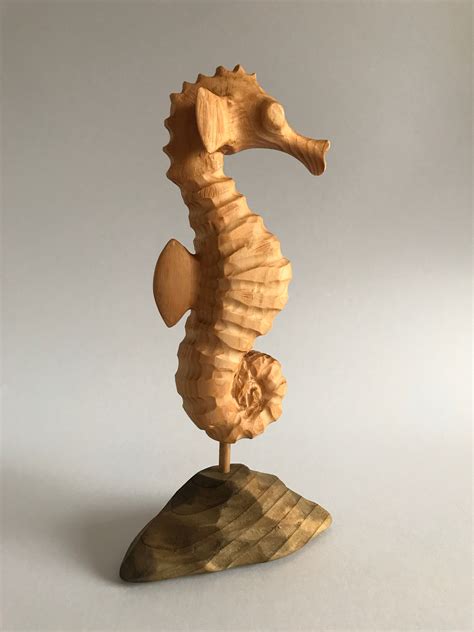 Hand Carved Original Wood Seahorse Coastal Artdecorsculpture Etsy 日本
