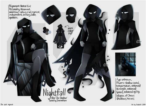 Nightfall The Shadow Ref Sheet By Emeraldkiara Superhero Design