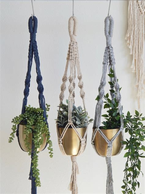 Grey Macrame Plant Hanger Art And Collectibles Macrame