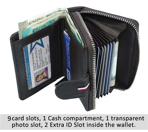 Size of credit card cm. NISUN Imported 9 Slot PU Leather Debit/ATM/Credit Card Holder Zipper Wallet for Men & Women ...