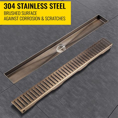 Vevor Linear Drain 304 Stainless Steel Floor Drain 36x2 75in Linear Tile Drain 30l Min High Flow