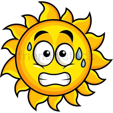 Sudoración Sol Emoji Cartoon Vector Clipart Friendlystock