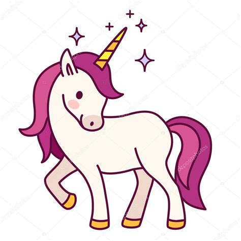 Pictures : simple unicorns | Cute unicorn with pink mane simple cartoon vector illustration ...