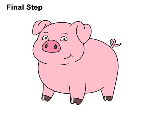 How To Draw A Pig Cartoon Video And Step By Step Pictures