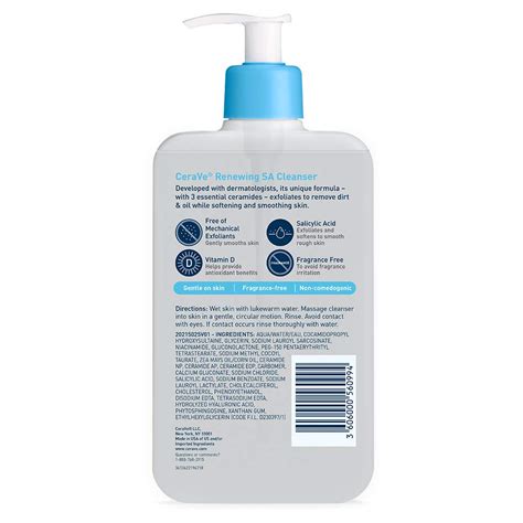 Developed with dermatologists, cerave renewing sa cleanser for normal skin exfoliates and detoxifies to remove dirt & oil while softening and smoothing skin. Mua CeraVe Salicylic Acid Cleanser | 16 Ounce | Renewing ...