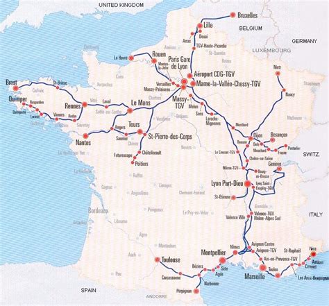 France Train Map Of Tgv High Speed Train System Europa Reizen