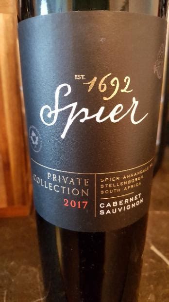 2017 Spier Cabernet Sauvignon Private Collection South Africa Coastal