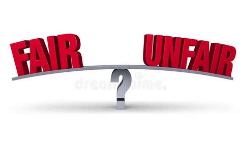 Fair Vs Unfair Words Balanced On Scale Justice Injustice Stock