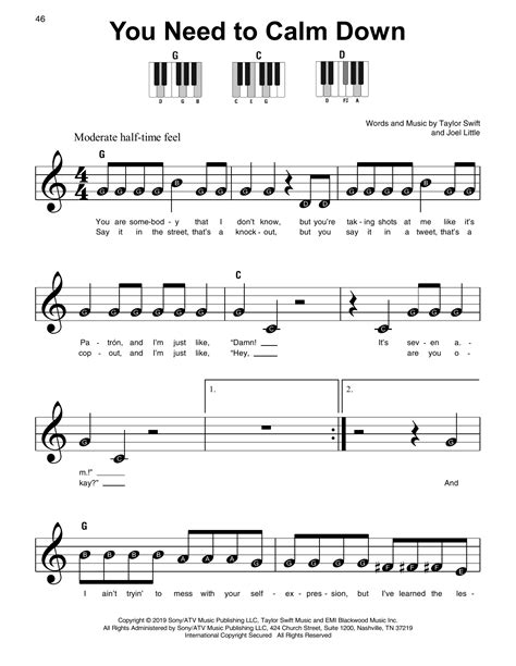 You Need To Calm Down Sheet Music Taylor Swift Super Easy Piano