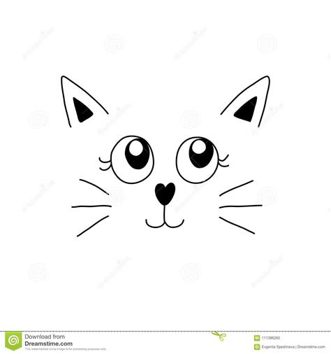Minimal Cartoon Image Of Cute Cat Face Vector