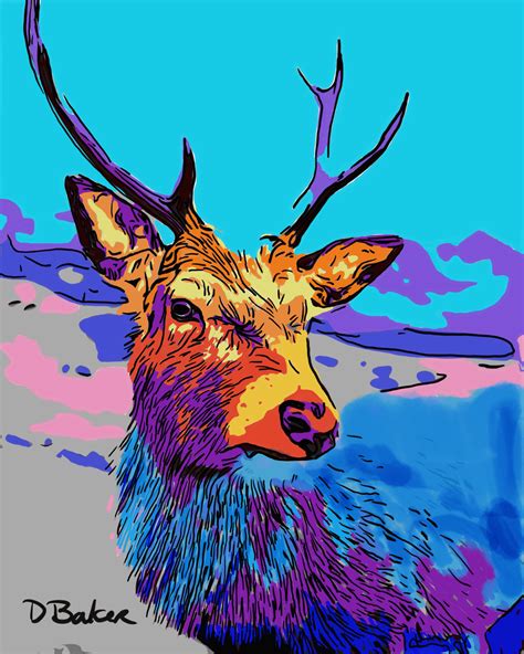 Colorful Deer Print Abstract Animal Art Energy Artwork Abstract Animals