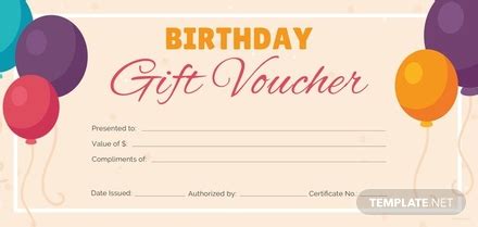 birthday gift voucher template   vouchers