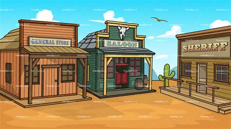 Wild West Town Background Cartoon Clipart Vector