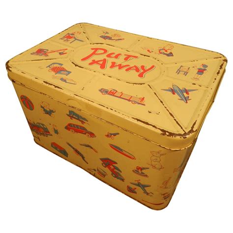 Putaway Vintage Toy Chest In Lacquered Metal Circa 1960 For Sale At