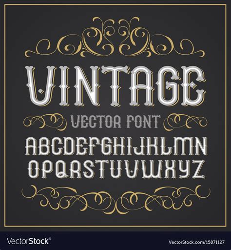Vintage Label Font Retro Font Royalty Free Vector Image