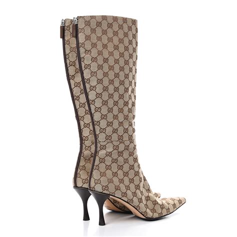Gucci Monogram Womens Tall Boots 9 Brown 569954 Fashionphile