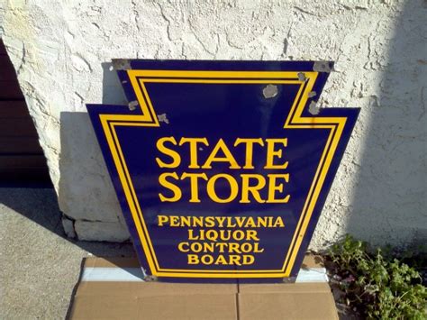 Antique Double Sided Pennsylvanian Porcelain Liquor Control Board Sign