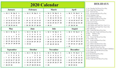 Sri Lanka 2020 Calendar Calendar Dream