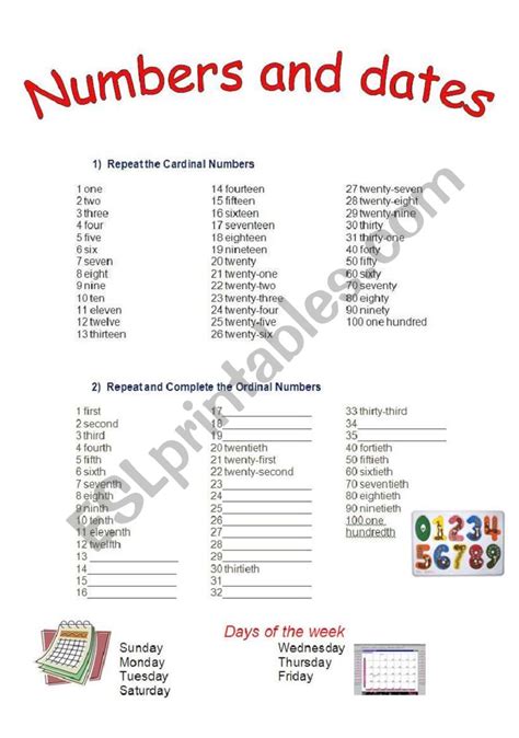 Numbers And Dates Esl Worksheet By Ceauba