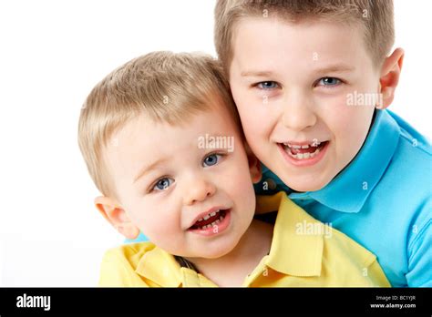 Portrait Of Two Young Boys Stock Photo Alamy