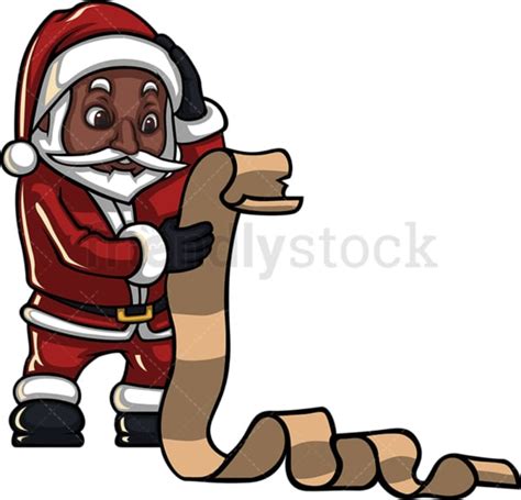 Black Santa Claus Holding Empty Billboard Cartoon Vector Clipart