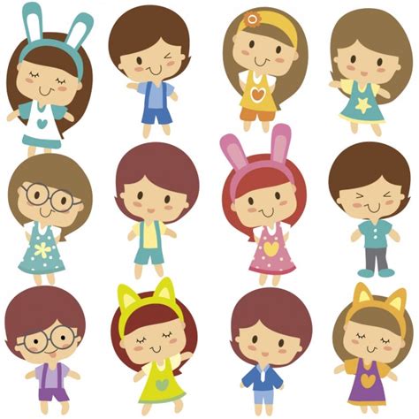 Cute Kids Character Vector Free Download