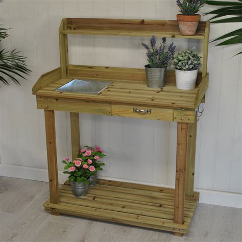 Wooden Potting Table By Garden Selections